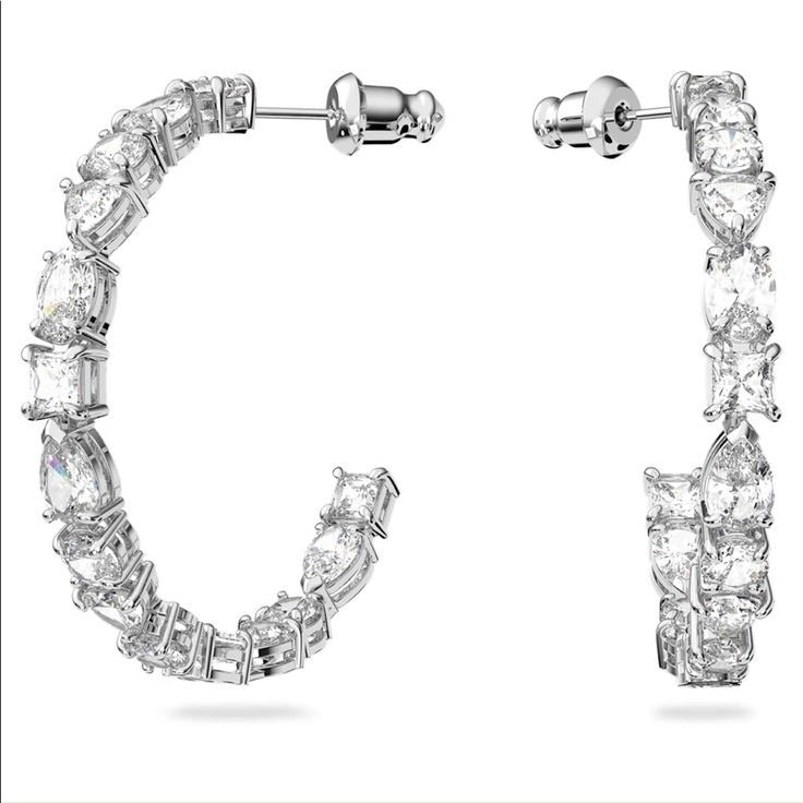 MIXED FANCY SHAPE DIAMOND HOOP EARRING