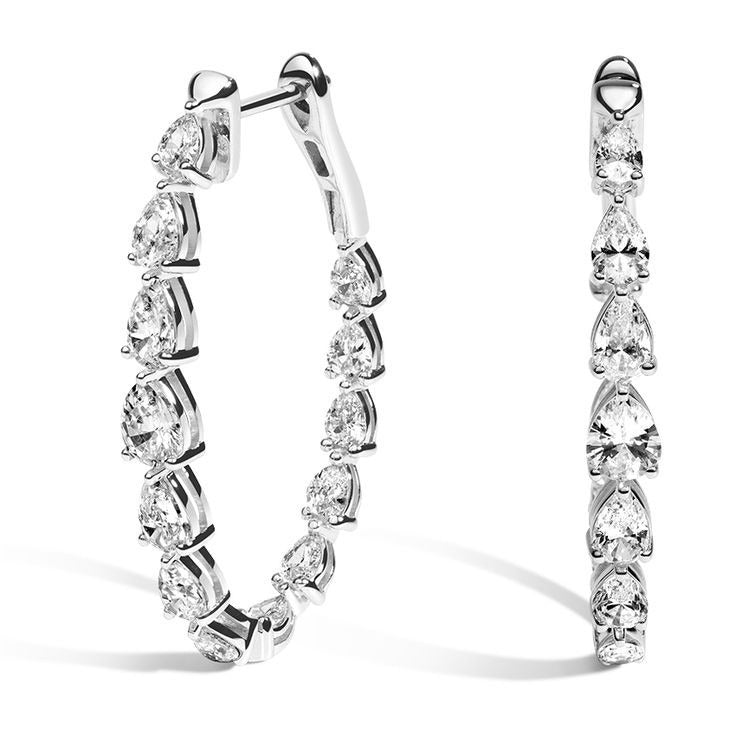 DROP DIAMOND LARGE HOOP EARRINGS