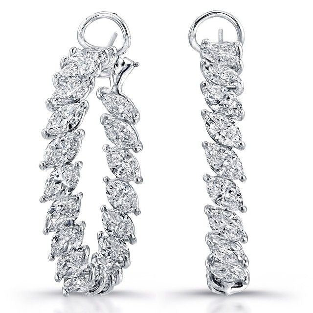 MARQUISE DIAMOND LARGE HOOP EARRING