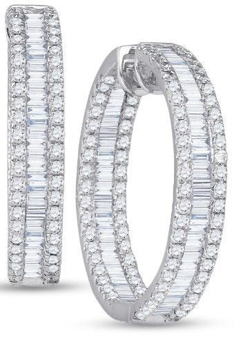 OVAL DIAMOND INSIDE-OUT HOOP EARRING